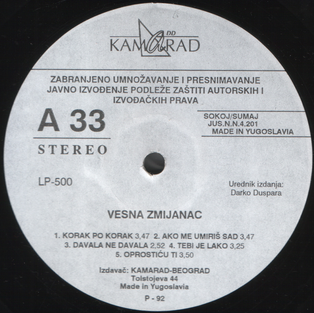 Vesna Zmijanac 1992 A